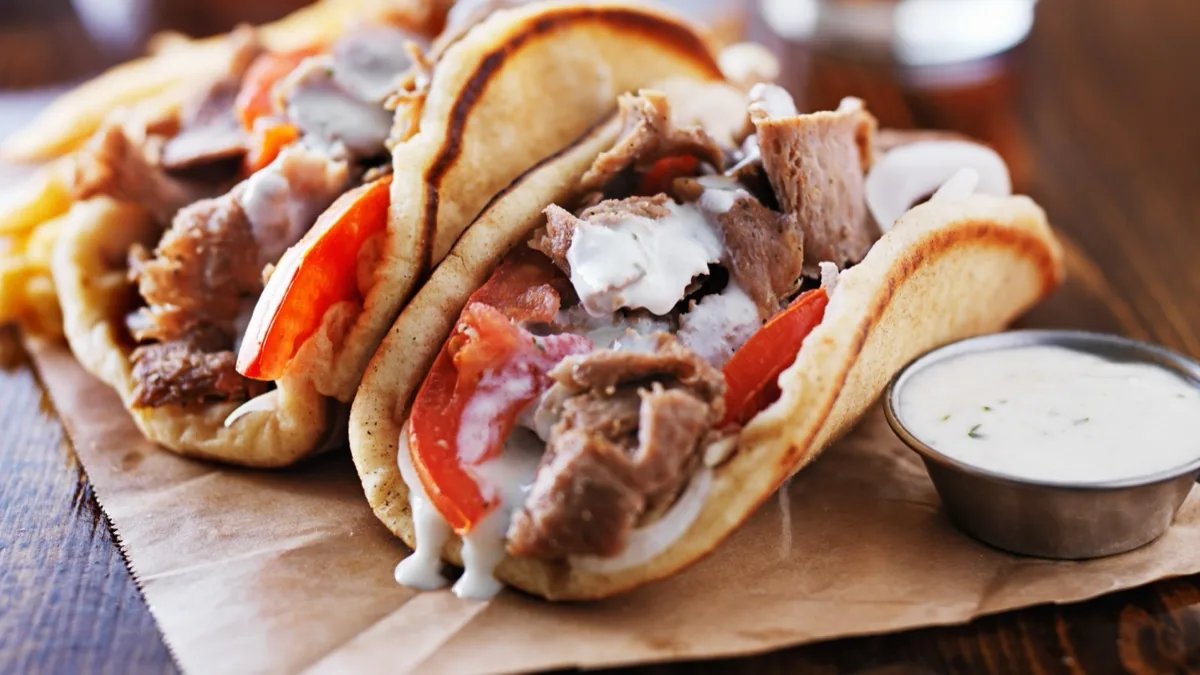 Beef and lamb gyro wrap with tzatziki at IST NOLA, New Orleans